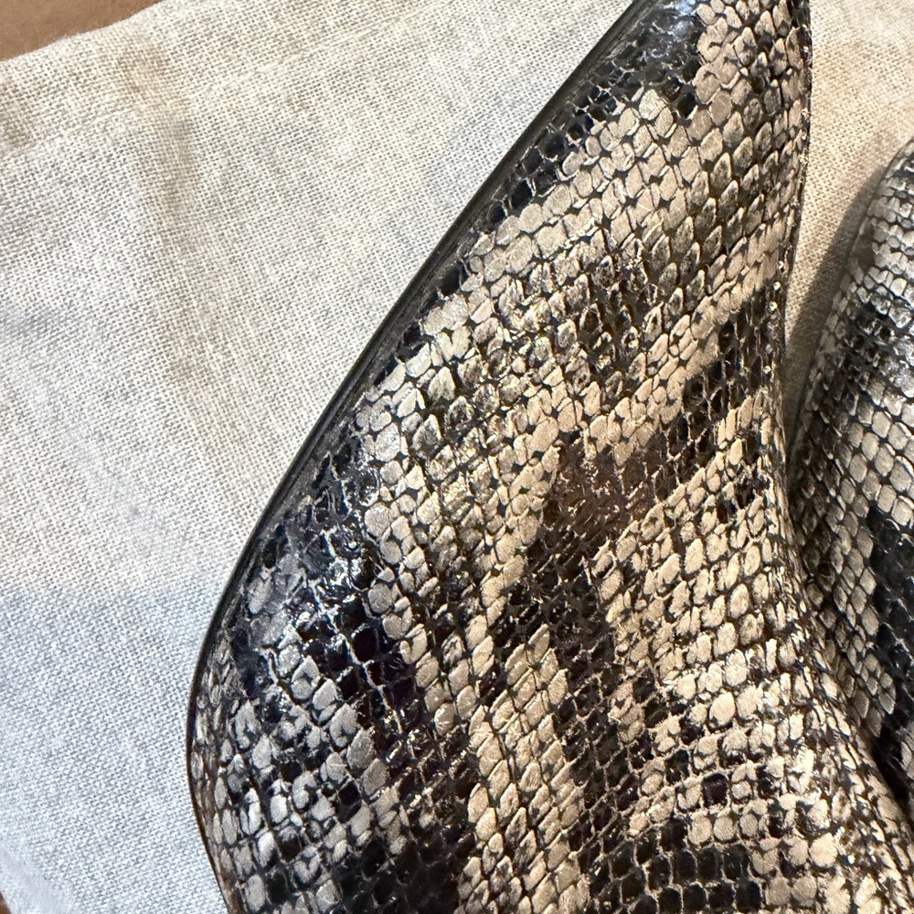 AGL Black and Cream Snake Print Mules